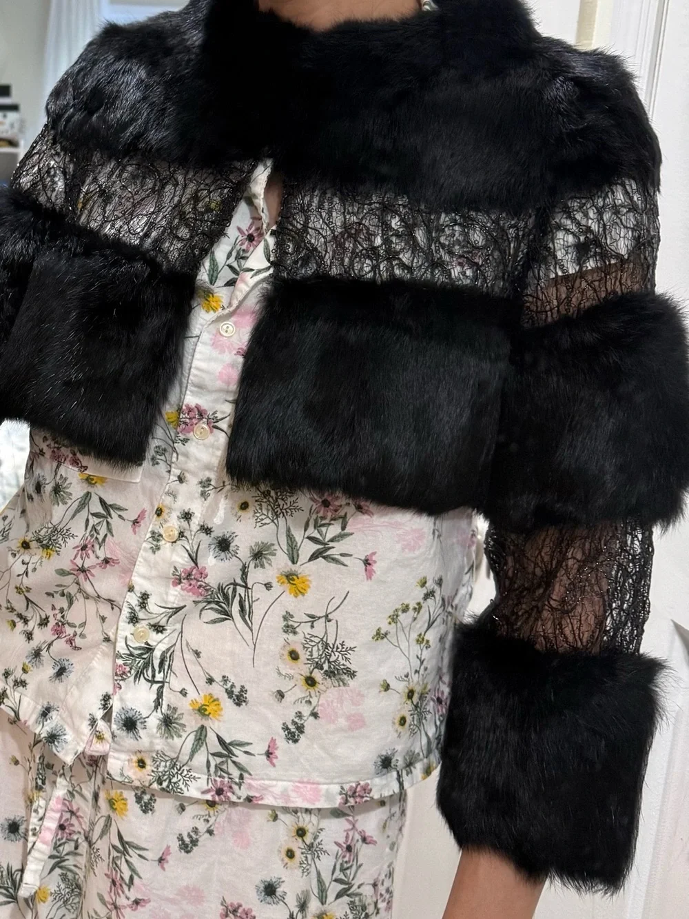 NWOT Alberto Makali genuine fur shrug XS
